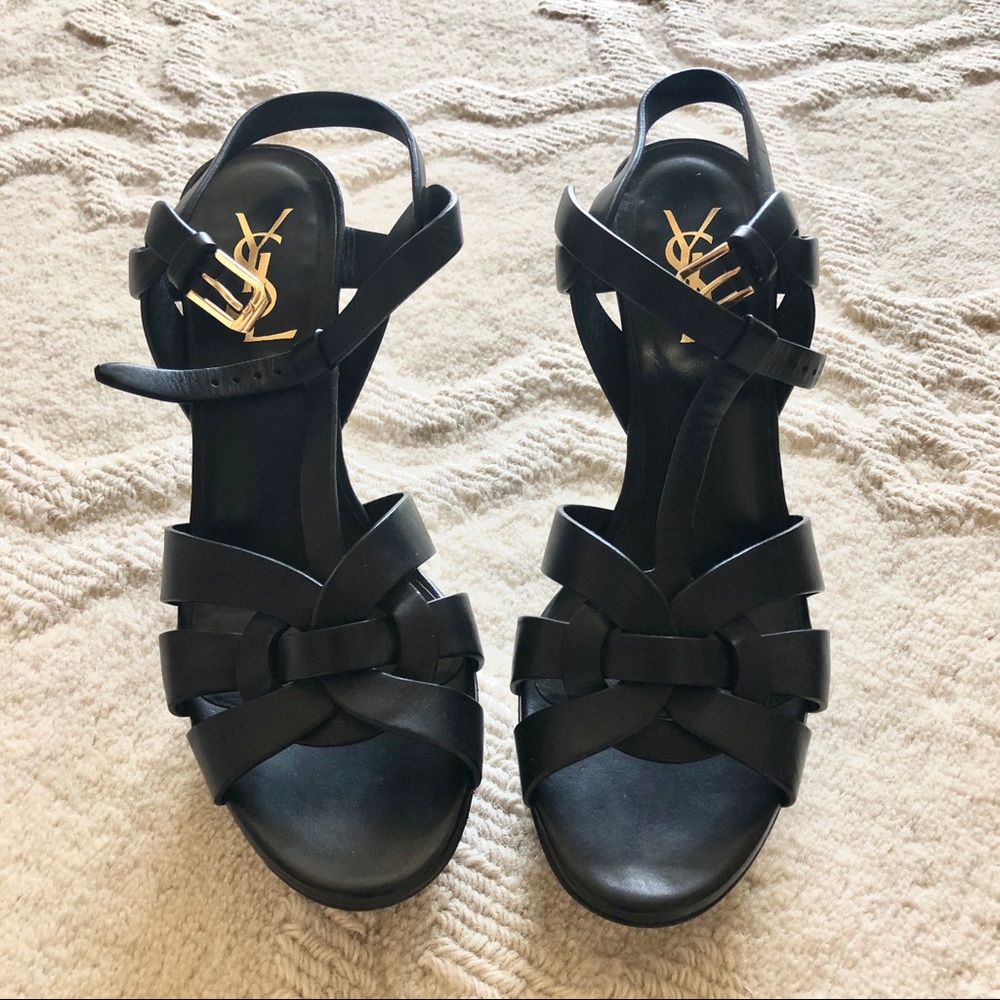 SOLD* YSL Tribute Black Leather Platform Heels